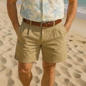 Tommy Bahama Silk Shorts Men’s 36 Tan Relaxed Fit 8” Inseam Resort